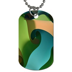 Ribbons Of Blue Aqua Green And Orange Woven Into A Curved Shape Form This Background Dog Tag (Two Sides)