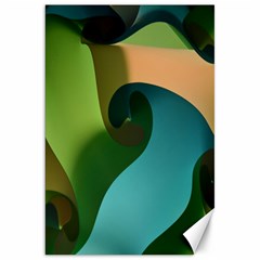 Ribbons Of Blue Aqua Green And Orange Woven Into A Curved Shape Form This Background Canvas 20  x 30  