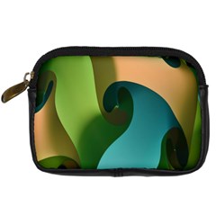 Ribbons Of Blue Aqua Green And Orange Woven Into A Curved Shape Form This Background Digital Camera Cases by Nexatart