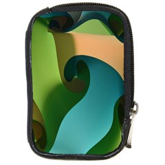 Ribbons Of Blue Aqua Green And Orange Woven Into A Curved Shape Form This Background Compact Camera Cases