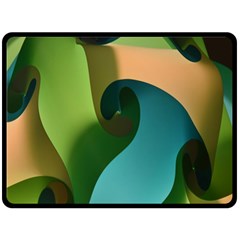 Ribbons Of Blue Aqua Green And Orange Woven Into A Curved Shape Form This Background Fleece Blanket (Large) 