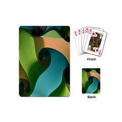 Ribbons Of Blue Aqua Green And Orange Woven Into A Curved Shape Form This Background Playing Cards (Mini) 