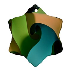 Ribbons Of Blue Aqua Green And Orange Woven Into A Curved Shape Form This Background Ornament (snowflake) by Nexatart