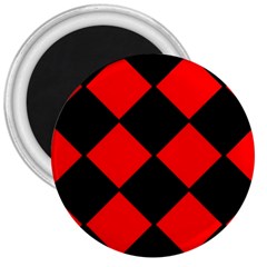 Red Black Square Pattern 3  Magnets