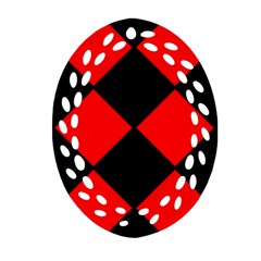 Red Black Square Pattern Oval Filigree Ornament (two Sides) by Nexatart