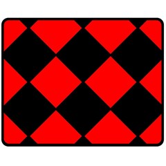 Red Black Square Pattern Double Sided Fleece Blanket (medium) 