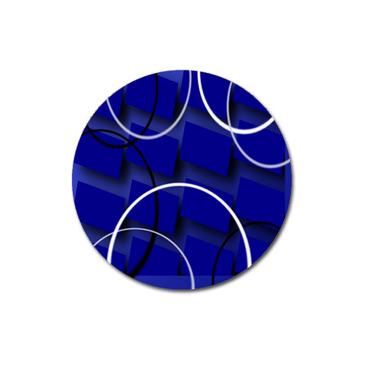 Blue Abstract Pattern Rings Abstract Magnet 3  (Round)