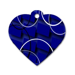 Blue Abstract Pattern Rings Abstract Dog Tag Heart (two Sides)