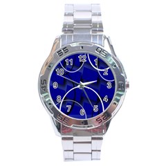 Blue Abstract Pattern Rings Abstract Stainless Steel Analogue Watch by Nexatart