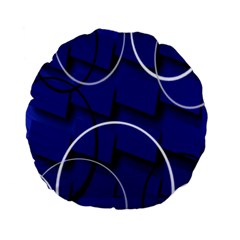 Blue Abstract Pattern Rings Abstract Standard 15  Premium Flano Round Cushions by Nexatart