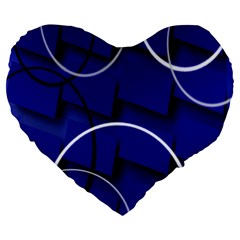 Blue Abstract Pattern Rings Abstract Large 19  Premium Flano Heart Shape Cushions by Nexatart