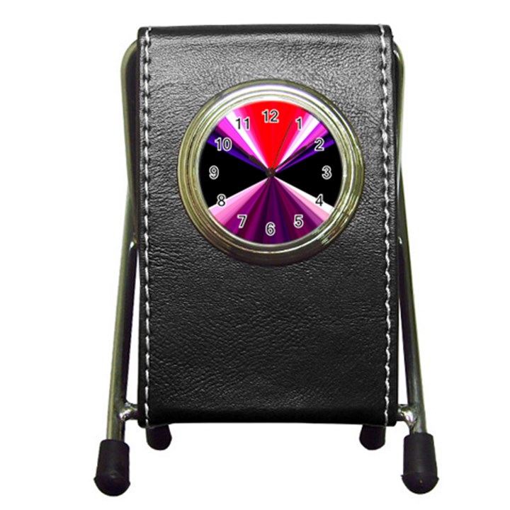 Red And Purple Triangles Abstract Pattern Background Pen Holder Desk Clocks