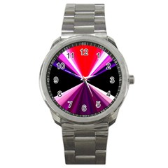 Red And Purple Triangles Abstract Pattern Background Sport Metal Watch by Nexatart