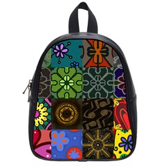 Digitally Created Abstract Patchwork Collage Pattern School Bags (small)  by Nexatart