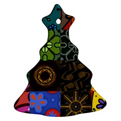 Digitally Created Abstract Patchwork Collage Pattern Ornament (christmas Tree) 