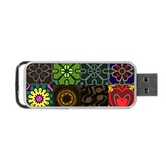 Digitally Created Abstract Patchwork Collage Pattern Portable Usb Flash (two Sides) by Nexatart