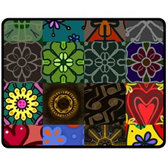 Digitally Created Abstract Patchwork Collage Pattern Double Sided Fleece Blanket (medium) 