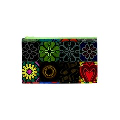 Digitally Created Abstract Patchwork Collage Pattern Cosmetic Bag (xs)