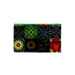 Digitally Created Abstract Patchwork Collage Pattern Cosmetic Bag (XS) Back