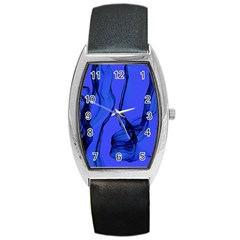 Blue Velvet Ribbon Background Barrel Style Metal Watch by Nexatart