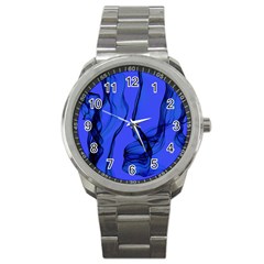 Blue Velvet Ribbon Background Sport Metal Watch by Nexatart