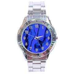 Blue Velvet Ribbon Background Stainless Steel Analogue Watch by Nexatart