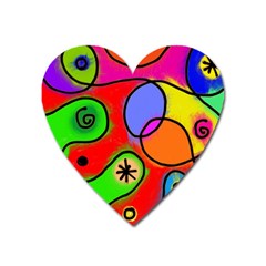 Digitally Painted Patchwork Shapes With Bold Colours Heart Magnet by Nexatart