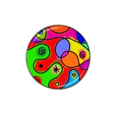 Digitally Painted Patchwork Shapes With Bold Colours Hat Clip Ball Marker by Nexatart