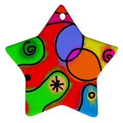 Digitally Painted Patchwork Shapes With Bold Colours Star Ornament (two Sides) by Nexatart