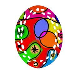 Digitally Painted Patchwork Shapes With Bold Colours Oval Filigree Ornament (two Sides)