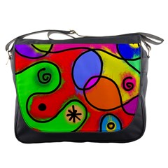 Digitally Painted Patchwork Shapes With Bold Colours Messenger Bags