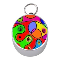 Digitally Painted Patchwork Shapes With Bold Colours Mini Silver Compasses by Nexatart