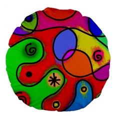 Digitally Painted Patchwork Shapes With Bold Colours Large 18  Premium Flano Round Cushions by Nexatart