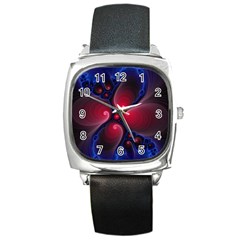 Color Fractal Pattern Square Metal Watch by Nexatart