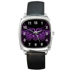 Beautiful Pink Lovely Image In Pink On Black Square Metal Watch