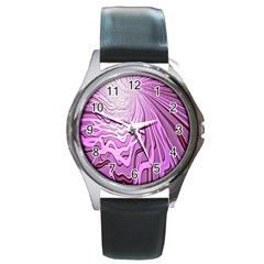 Light Pattern Abstract Background Wallpaper Round Metal Watch