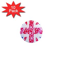 British Flag Abstract British Union Jack Flag In Abstract Design With Flowers 1  Mini Magnet (10 Pack)  by Nexatart