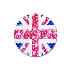 British Flag Abstract British Union Jack Flag In Abstract Design With Flowers Magnet 3  (round) by Nexatart