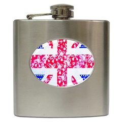 British Flag Abstract British Union Jack Flag In Abstract Design With Flowers Hip Flask (6 Oz) by Nexatart