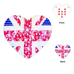 British Flag Abstract British Union Jack Flag In Abstract Design With Flowers Playing Cards (heart)  by Nexatart