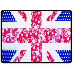 British Flag Abstract British Union Jack Flag In Abstract Design With Flowers Double Sided Fleece Blanket (large) 