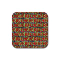 Typographic Graffiti Pattern Rubber Coaster (square)  by dflcprints