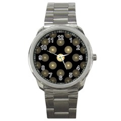 Gray Balls On Black Background Sport Metal Watch by Nexatart