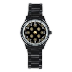 Gray Balls On Black Background Stainless Steel Round Watch