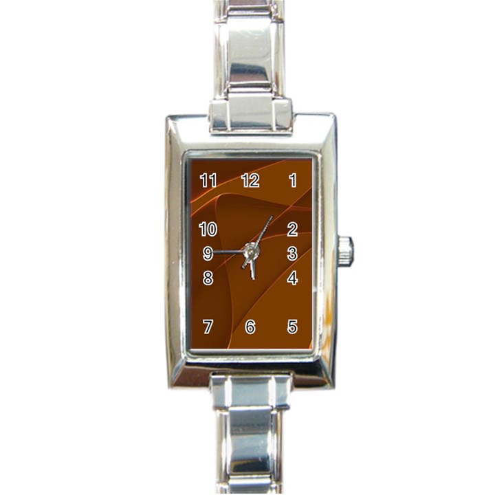 Brown Background Waves Abstract Brown Ribbon Swirling Shapes Rectangle Italian Charm Watch