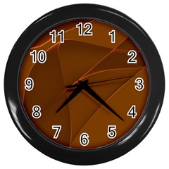 Brown Background Waves Abstract Brown Ribbon Swirling Shapes Wall Clocks (black) by Nexatart