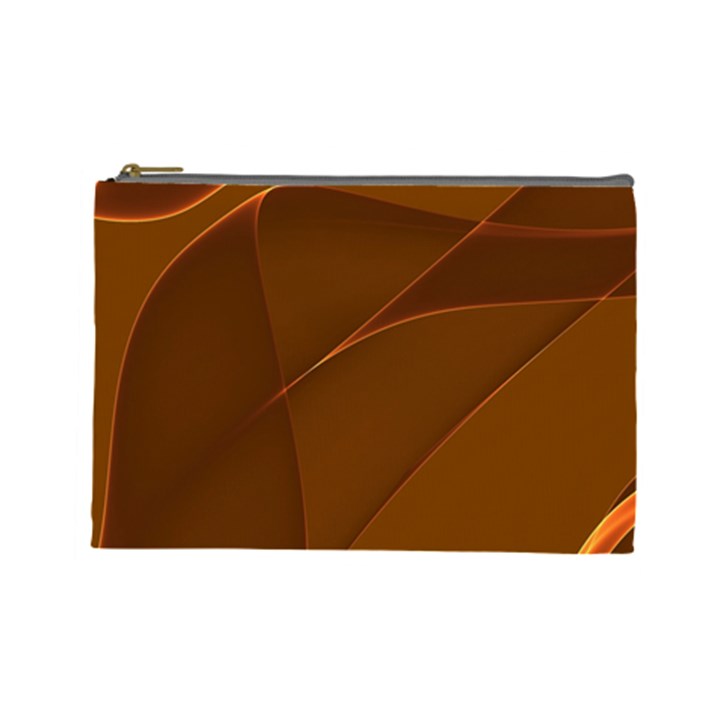 Brown Background Waves Abstract Brown Ribbon Swirling Shapes Cosmetic Bag (Large) 