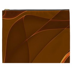 Brown Background Waves Abstract Brown Ribbon Swirling Shapes Cosmetic Bag (xxxl)  by Nexatart