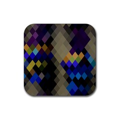 Background Of Blue Gold Brown Tan Purple Diamonds Rubber Coaster (square)  by Nexatart