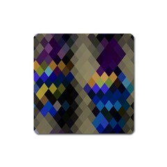 Background Of Blue Gold Brown Tan Purple Diamonds Square Magnet by Nexatart